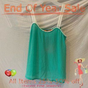 NWT-ILOVE teal flowy tank top